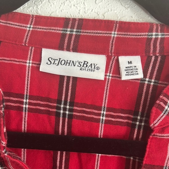 St. John's Bay Red and Black Plaid Blouse - Picture 2 of 3